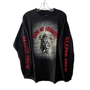 Sons of Anarchy Men’s Long Sleeve T Shirt Size XL Black Red Reaper Crew Biker
